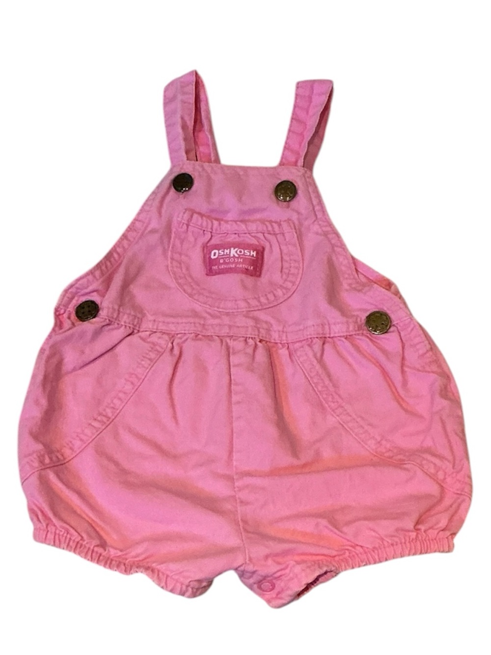 Vintage OshKosh B'gosh Pink Baby Girl Bubble Shortall Overalls